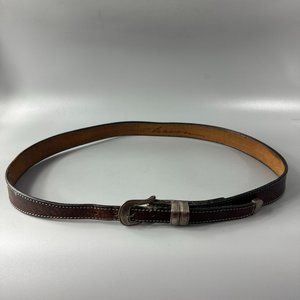 Vintage Chacon Sterling Silver Buckle Leather Belt
